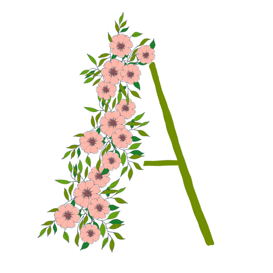 Floral alphabet letter A