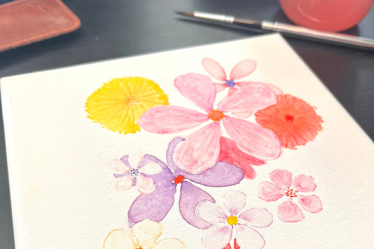 Floral watercolor painting in progress