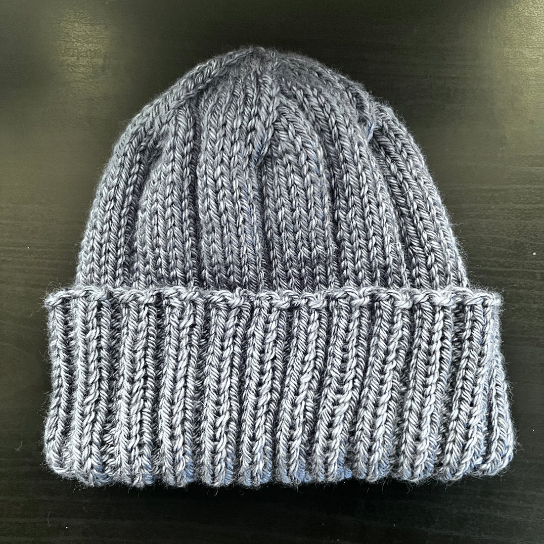 Gray hand knit hat