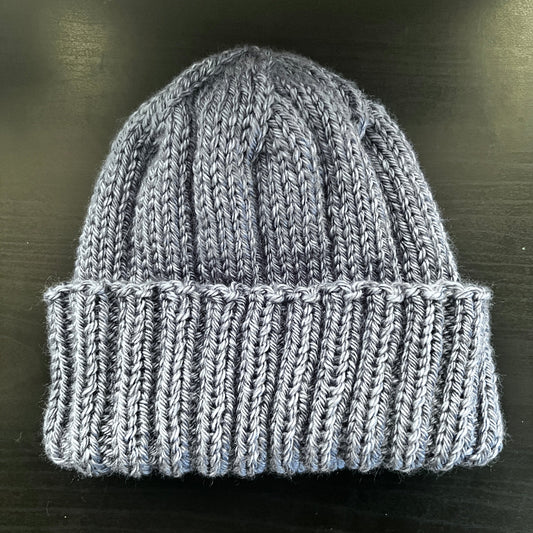 Gray hand knit hat