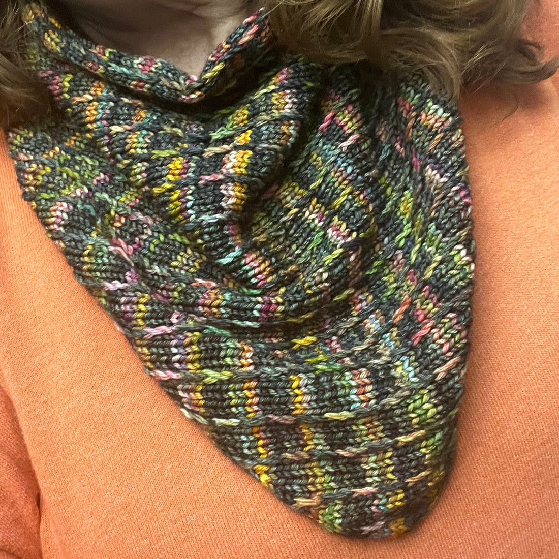 hand knit Night & Day cowl