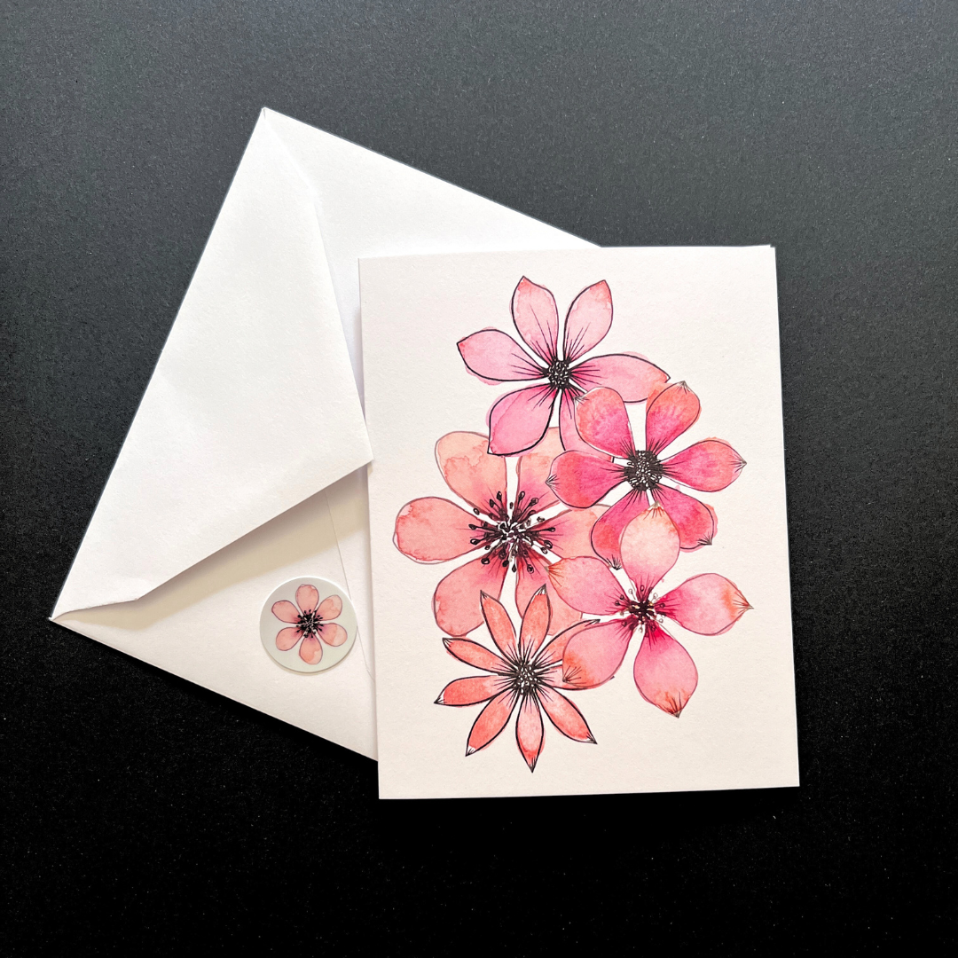 Notecard - Watercolor Pink Floral