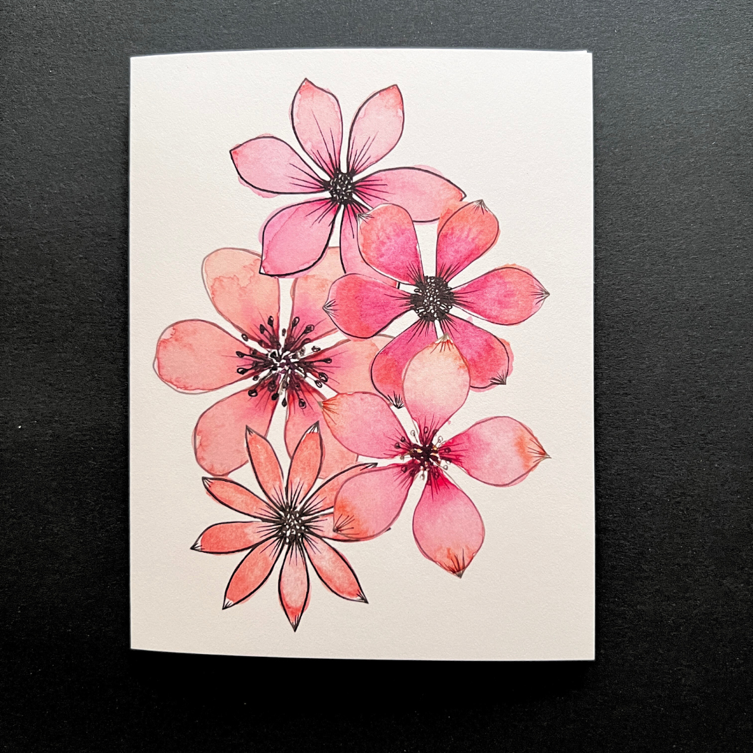 Notecard - Watercolor Pink Floral