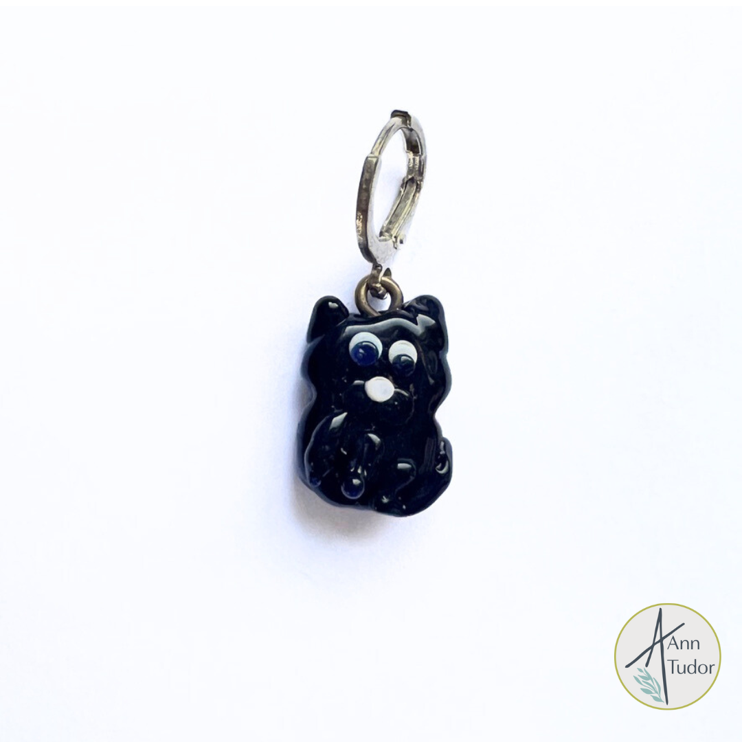 Cat - Black Stitch Marker / Progress Keeper / Earring