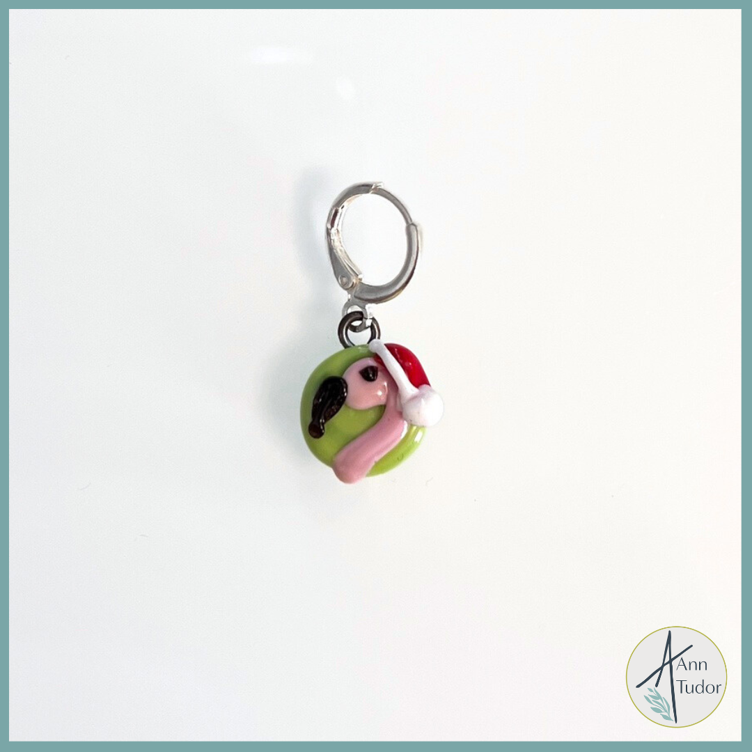 Flamingo Santa Stitch Marker / Progress Keeper / Earring