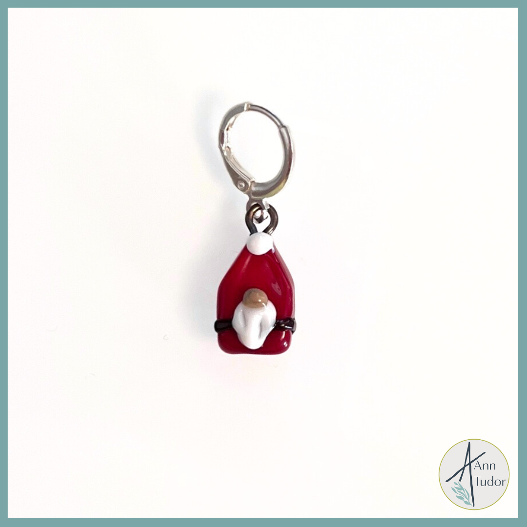 Gnome Santa Stitch Marker / Progress Keeper / Earring
