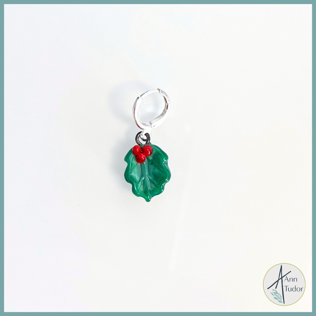 Holly Stitch Marker / Progress Keeper / Earring