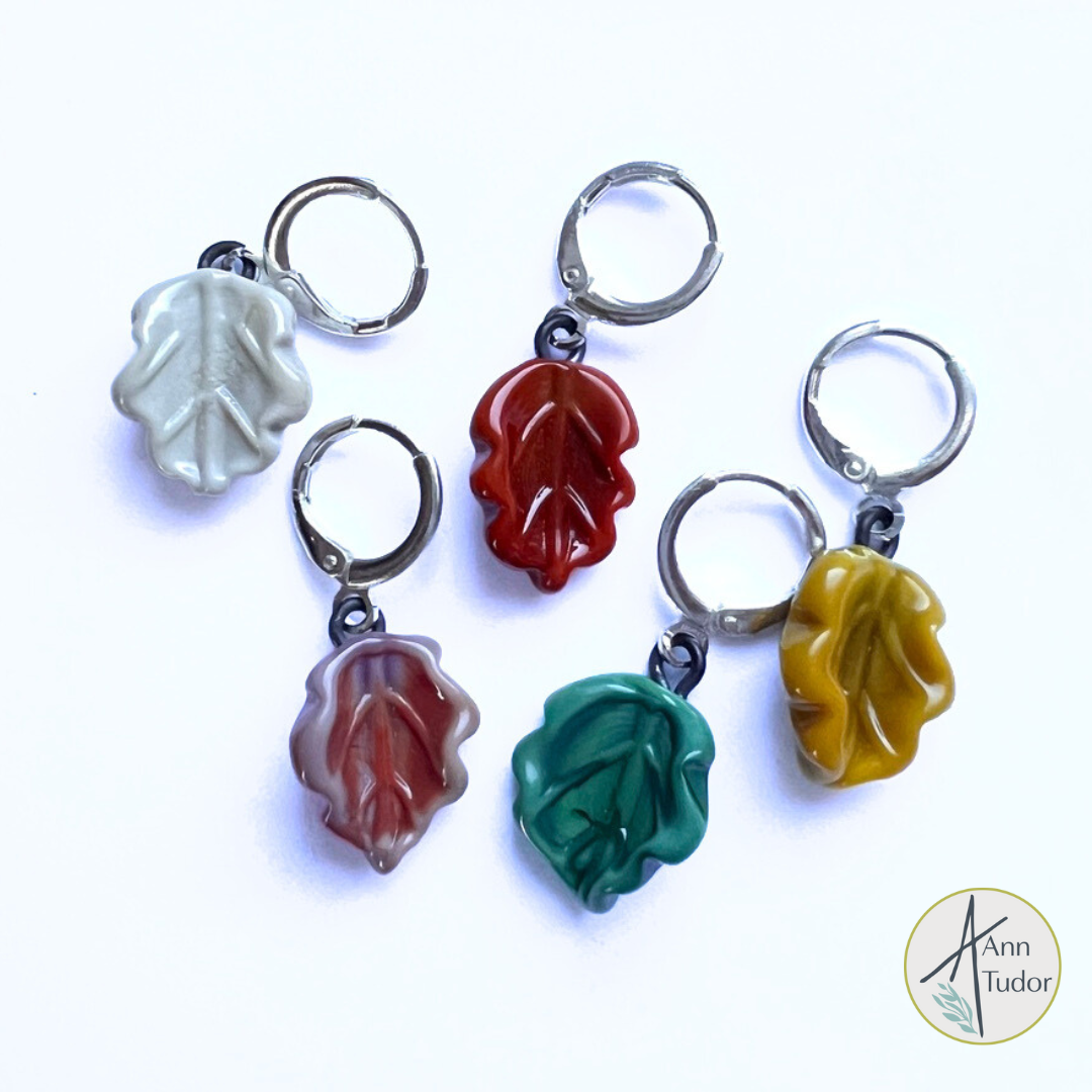 Fall Leaves Stitch Marker / Progress Keeper / Earring