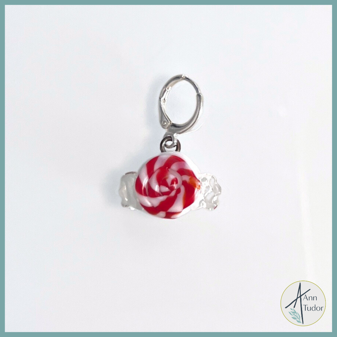 Peppermint Candy Stitch Marker / Progress Keeper / Earring