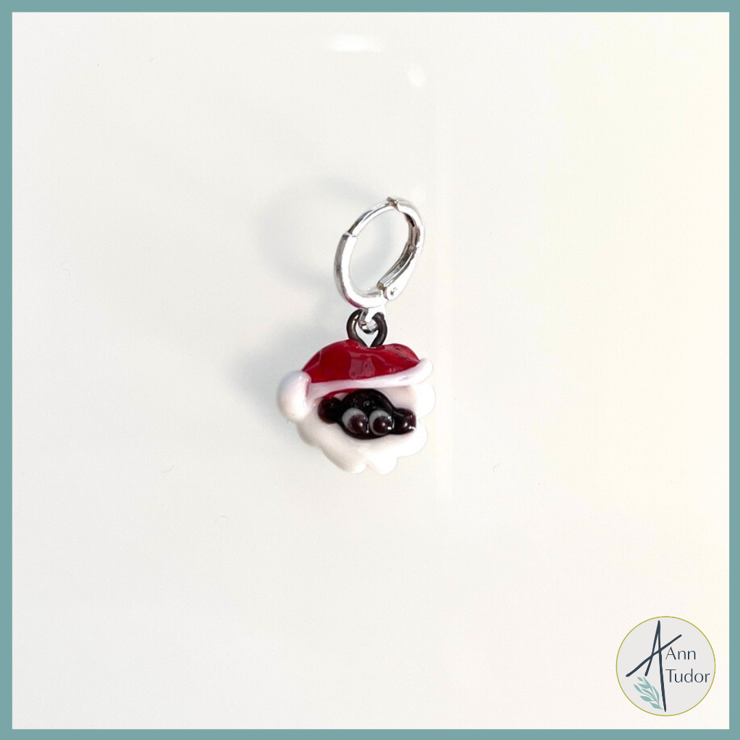 Sheep Santa Stitch Marker / Progress Keeper / Earring