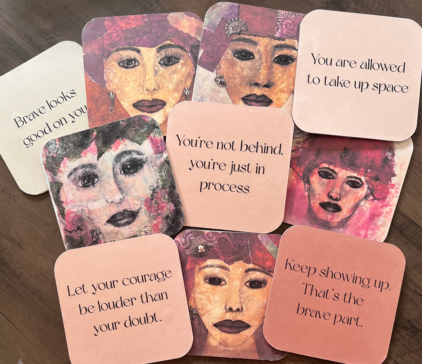 Women + Words series — a small-format art piece created to bring meaning, beauty, and a touch of encouragement into everyday spaces. Her message, quietly tucked on the back