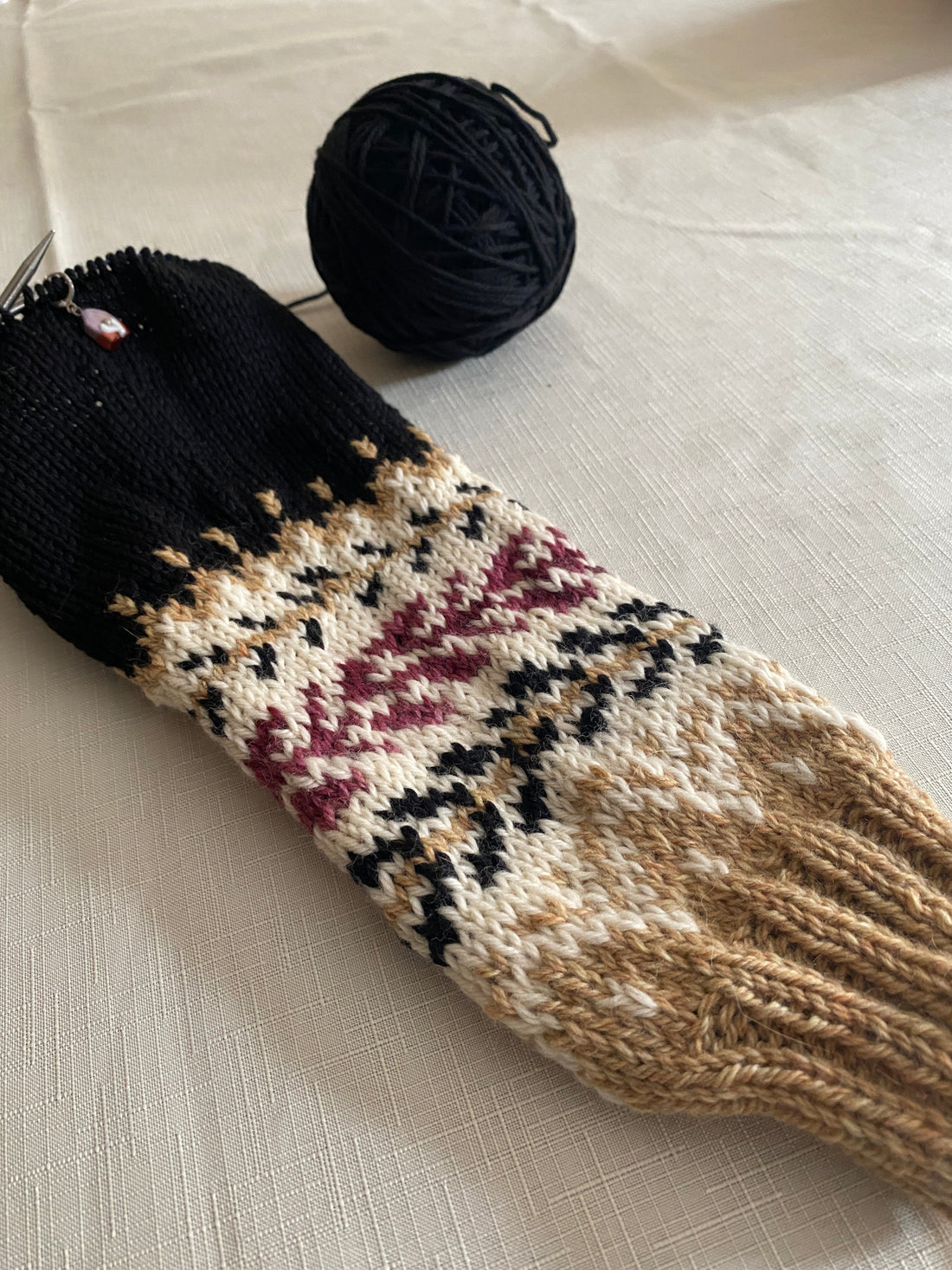 Sleeve of Maja Cardigan in progress