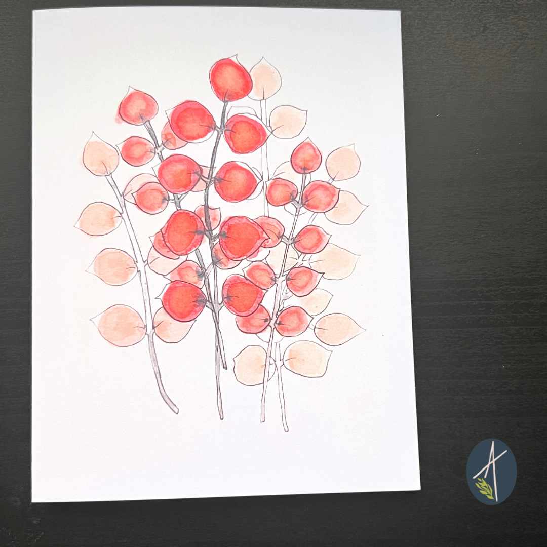 Red Coin Flowers Notecard