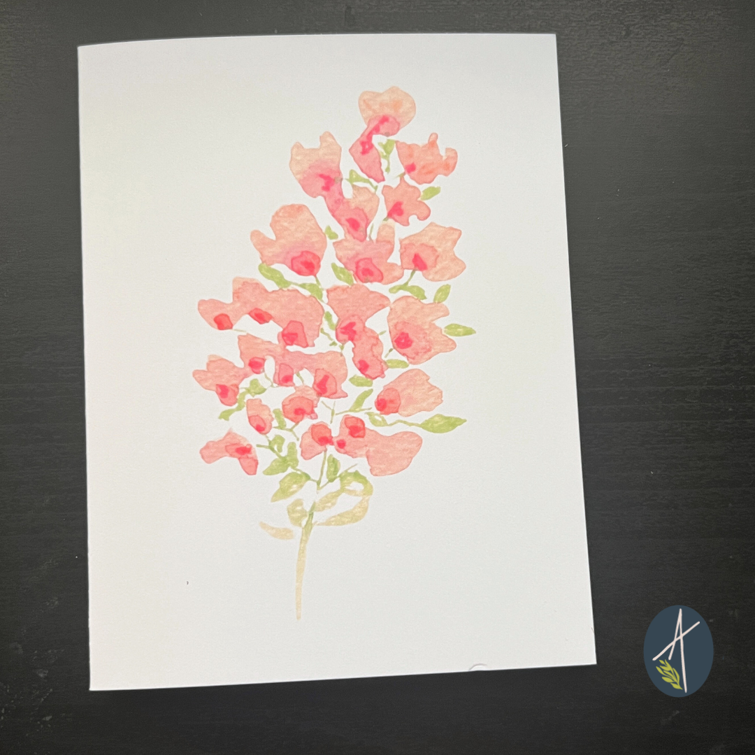 Pink Sprig Blossoms Notecard