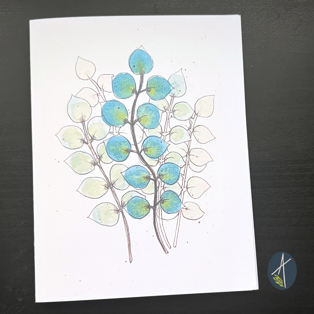 Turquoise Coin Flowers Notecard