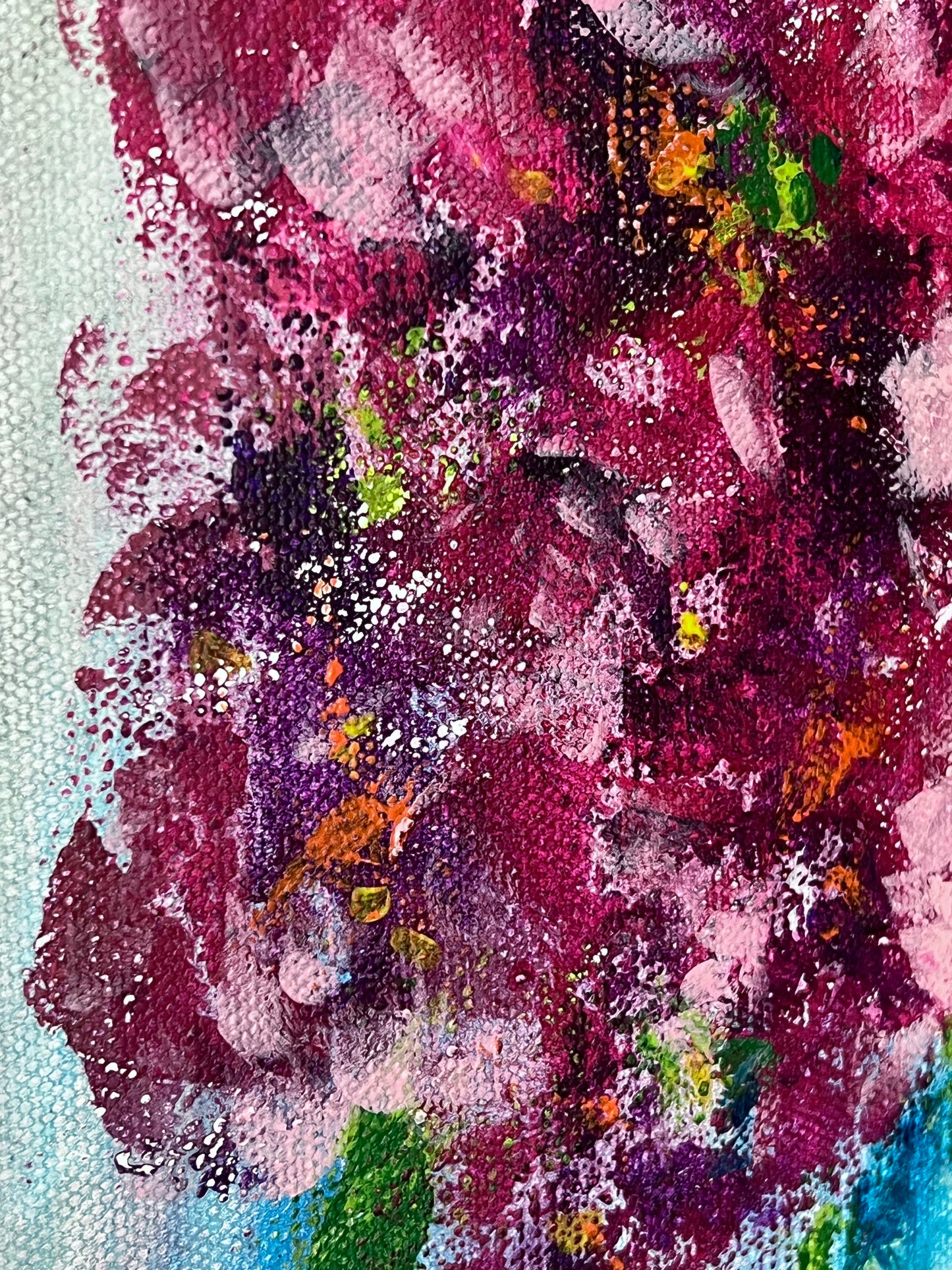 Bucket of Blooms - Original Mixed Media Floral Painting