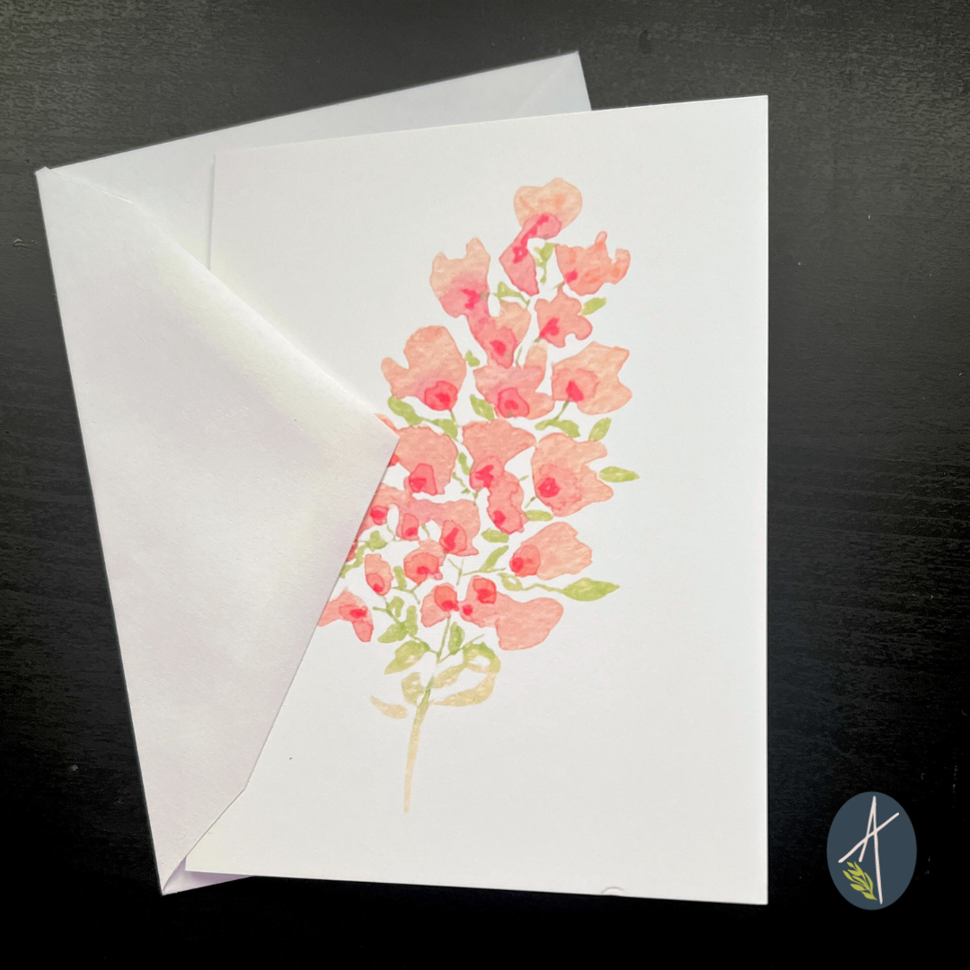 Pink Sprig Blossoms Notecard