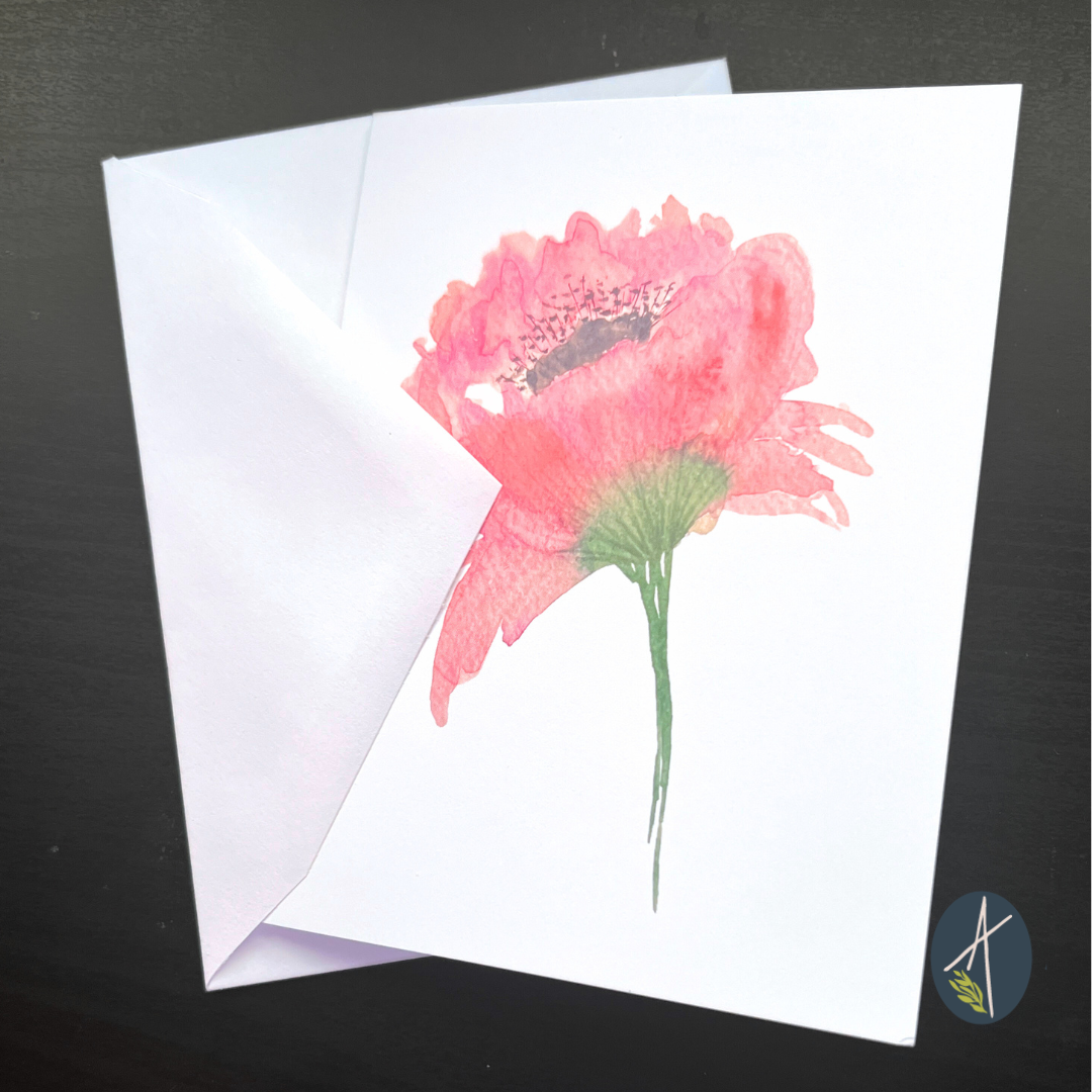 Pink Poppy Notecard