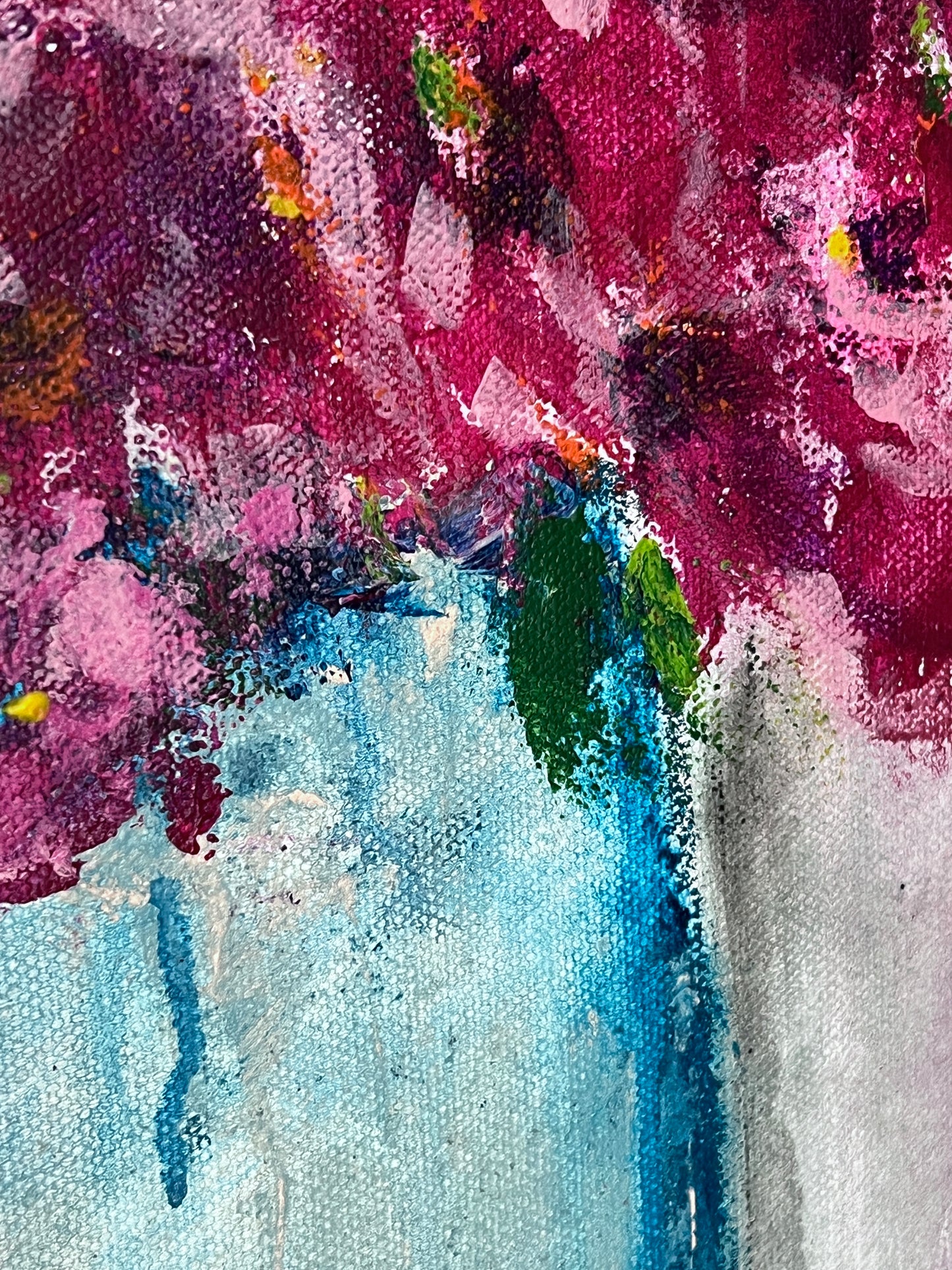 Bucket of Blooms - Original Mixed Media Floral Painting