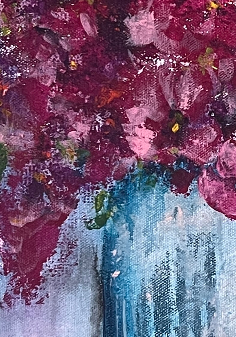 Bucket of Blooms - Original Mixed Media Floral Painting