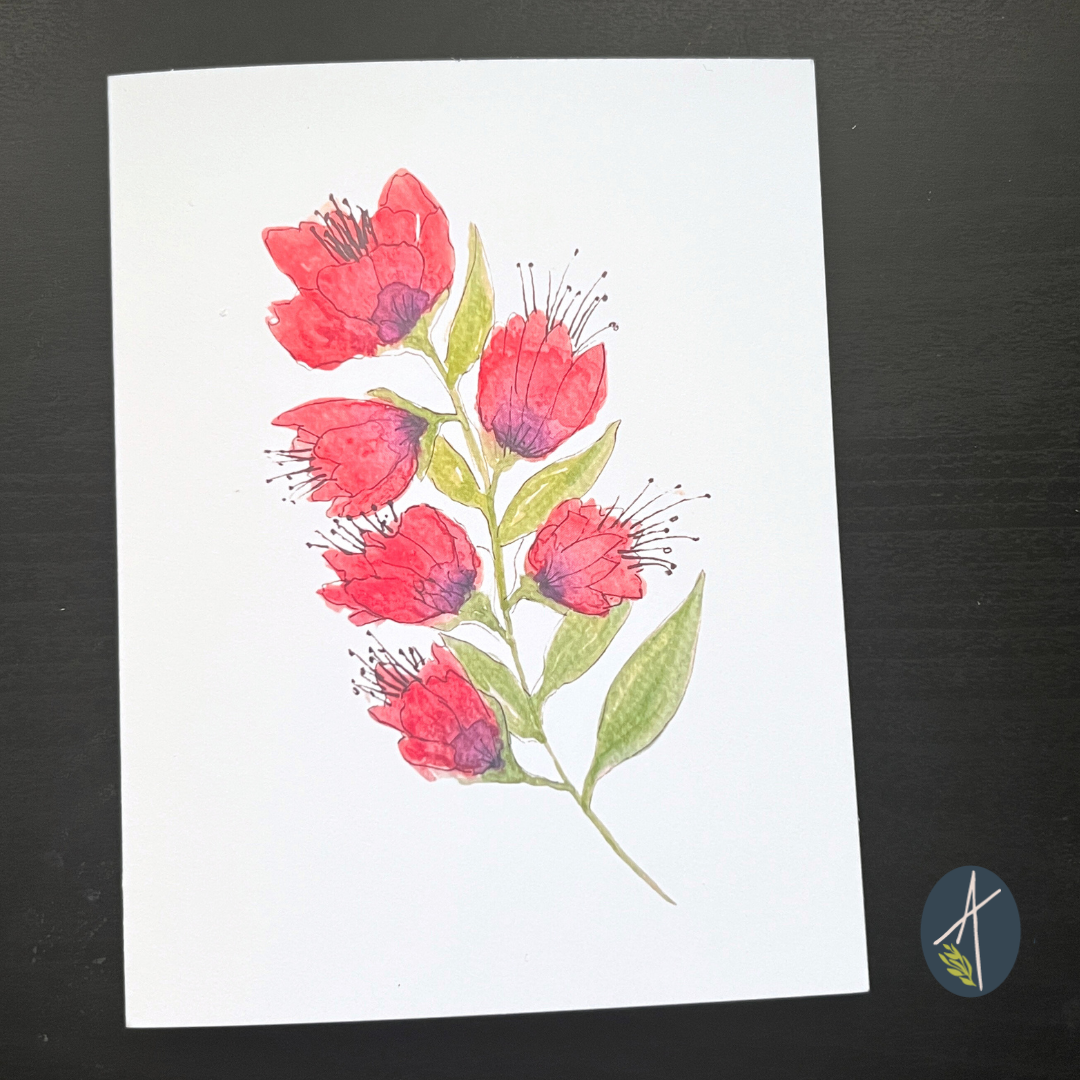 Watercolor stylized Fressia Notecard