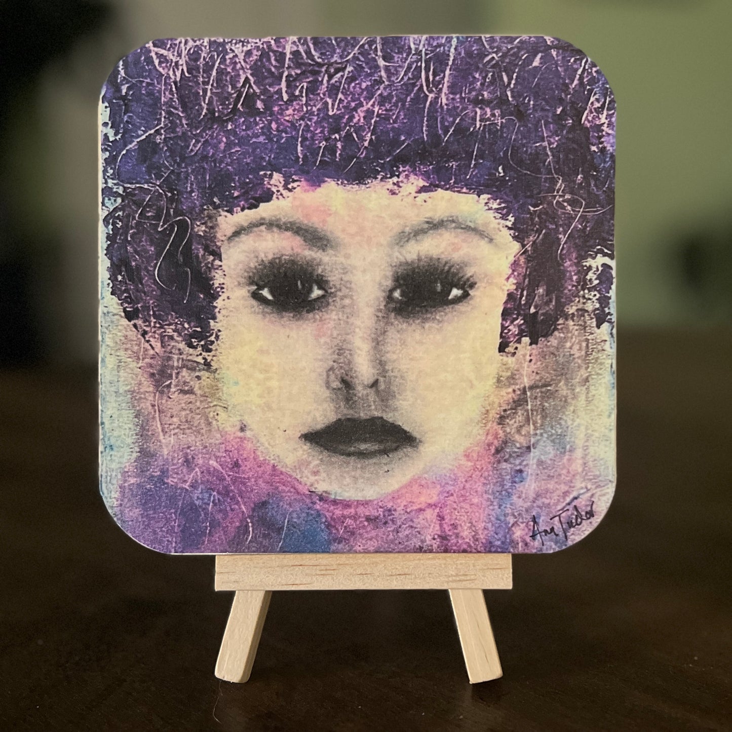 Meaningful 5x5 art board featuring Virginia and her message ‘Brave looks good on you.’ A thoughtful art gift with a mini easel included